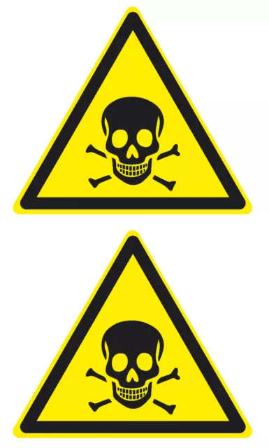 2X AUFKLEBER STICKER Achtung Giftig Gift Totenkopf Gefahr Warnung Toxic