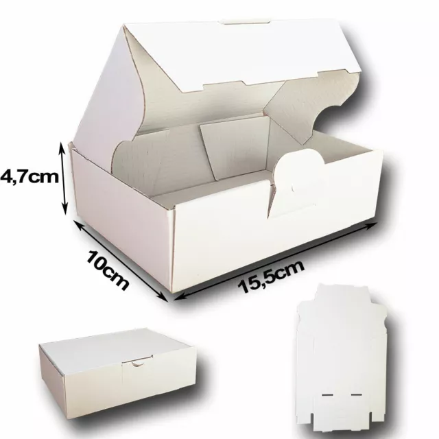 100 CAJAS POSTALES DE CARTON MICROCANAL15,5x10x4,7cm. BLANCO INTERIOR y EXTERIOR