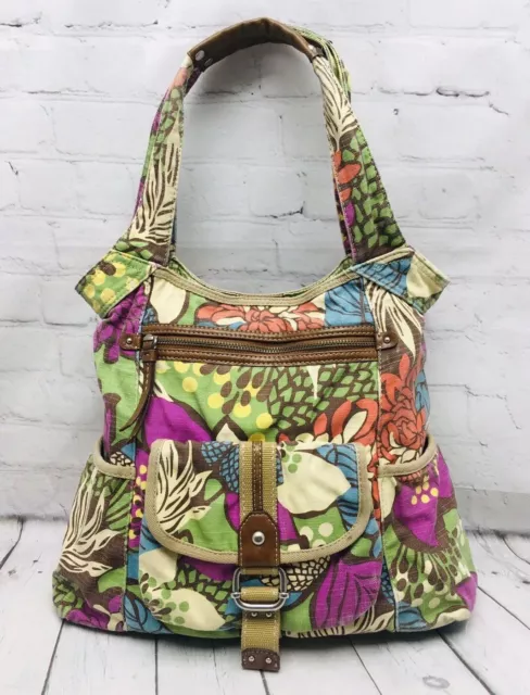 FOSSIL Women's Floral Leather & Coated Canvas Hobo Shoulder Bag/Tote Handbag