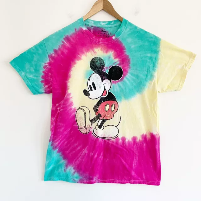 UO x Disney Mickey Mouse Multicolor Tie Dye Oversized Tee Shirt Medium