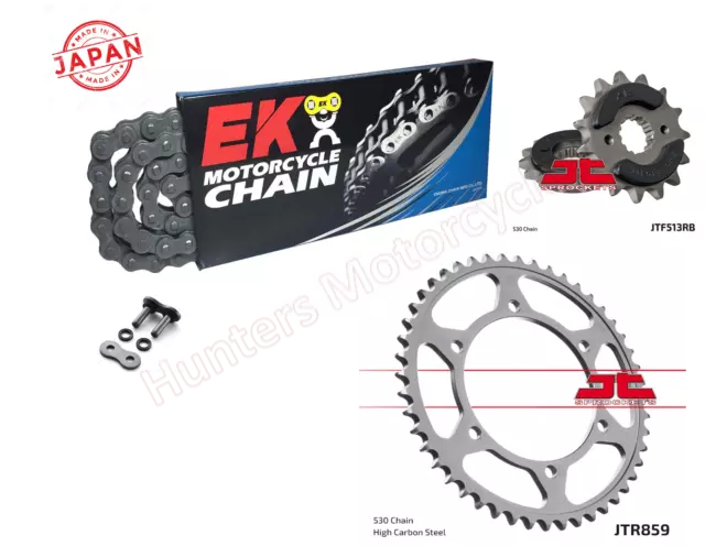 EK Japanese X-Ring Chain and JT Quiet Sprocket Kit Set for Yamaha FZS600 Fazer