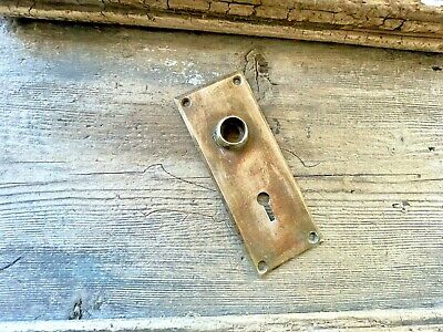 Vtg 5.5" Nicely Aged Patina Cast Brass  Antique Door Knob Backplate P1100