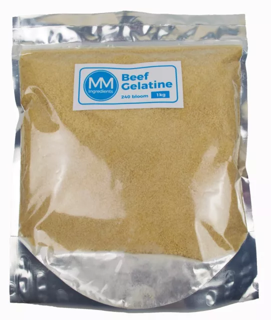 BEEF Gelatine Powder 1KG  240 Bloom  Unflavoured powdered gelatine or gelatin