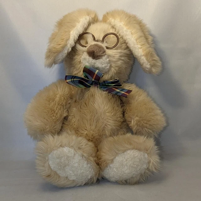 Vintage Gund Bunny Rabbit Plush 11 inch Stuffed Animal Glasses
