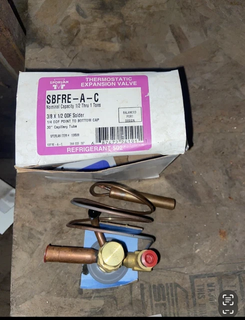 Sporlan SBFSE-A-C THERMOSTATE EXPANSION VALVE 502A/404A?  up to 1ton medium temp