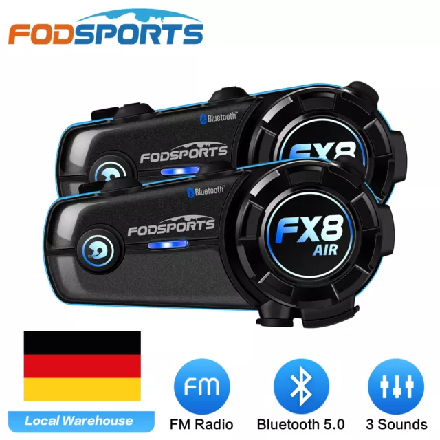 2X Bluetooth Motorrad Headset Helmet Intercom Gegensprechanlage 2Way Interphone