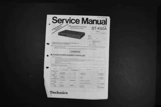 Technics ST-K50A Simplified Service Manual - Genuine Original