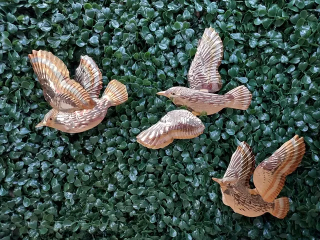 Homco Flying Birds Wall Art Decor Metal Gold Copper Toned Vtg Nature Cottage