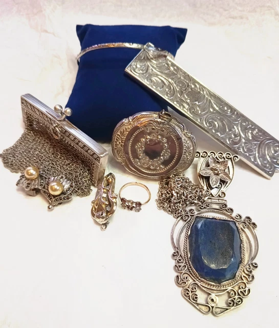 Lot De Bijoux Anciens Vintage - La Plupart En Argent Massif, Couleur Argenté - Neufs Sans Emballage, Pièces Uniques