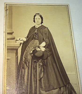 Antique America Civil War Era Gorgeous Fashion Victorian Hat Woman! NY CDV Photo