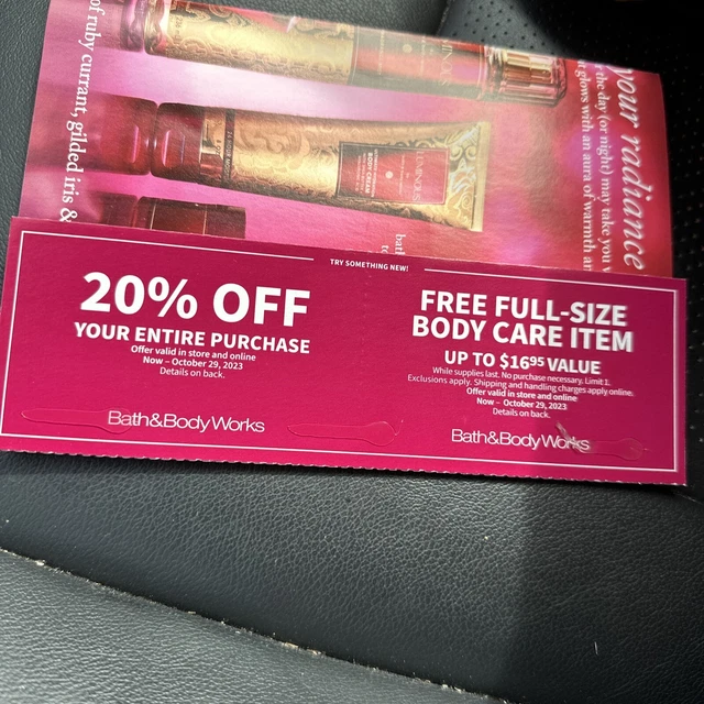 Bath & Body Works Coupons 20% Off Entire Purchase & Extra Gift Expires 10/29/23