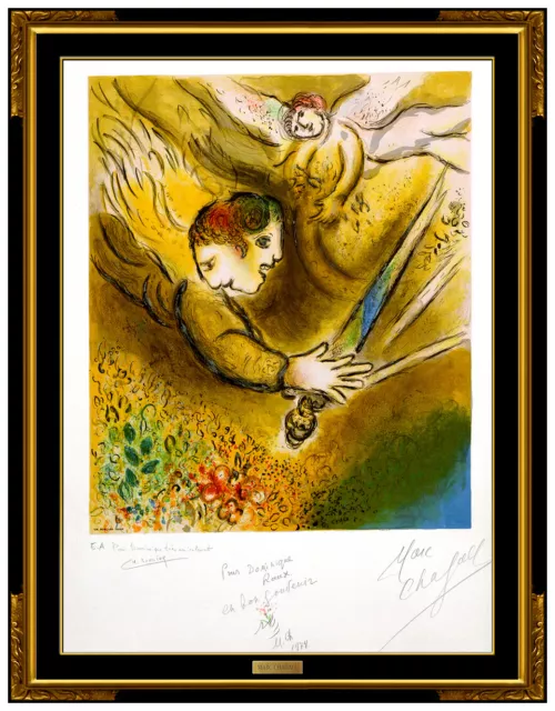 Marc Chagall L'Ange Du Jugement Handsigniert Original Farbe Lithographie Kunst