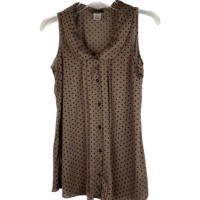 Lavish Maternity Top, Women's Sleeveless, Brown w/ Peter Pan Collar, Size M Lavish Maternity Top, Women's Sleeveless, Brown w/ Peter Pan Collar, Size M