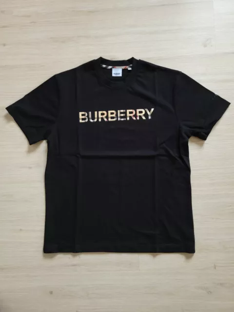 Burberry Men's Authentic Black Logo Cotton T-Shirt,Size M