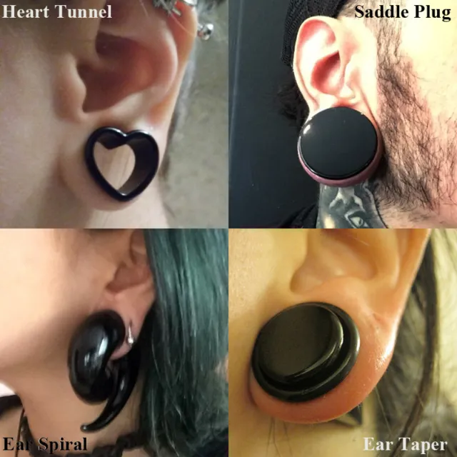 Acrylic Spiral Ear Tunnels Taper Stretcher Expander Gauges Heart Plugs Piercings