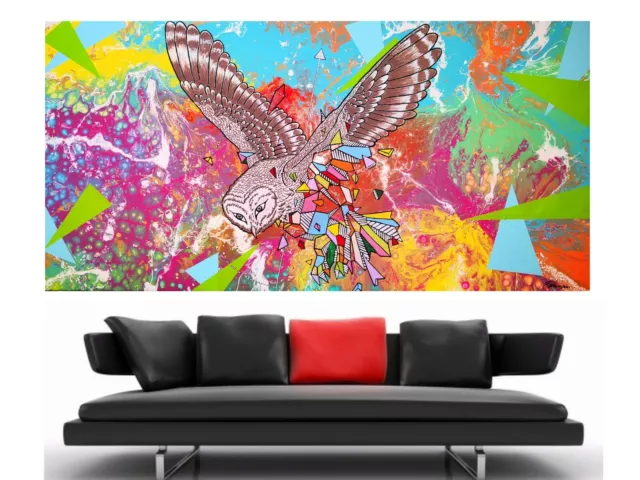 WEISE XXL Acryl BILD Abstrakt Gemälde Leinwand 75 x 150 auf Keilrahmen Nr.46/21