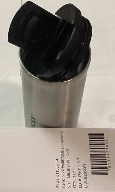 Starbucks Travel Tumbler Mug.Stainless Steel Silver Hot Or Cold Drink. 12.OZ