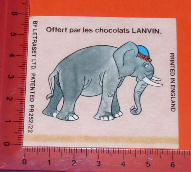 1977 Lanvin Chocolate Decal Decal For Circorama Circus Letterset