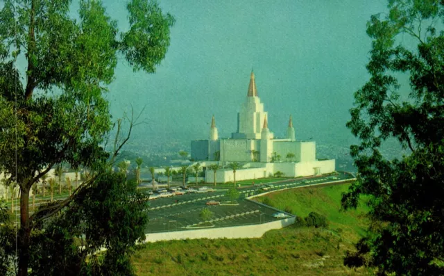 Postcard aerial Temple Church of Jesus Christ of latter day Saints Oakland CA