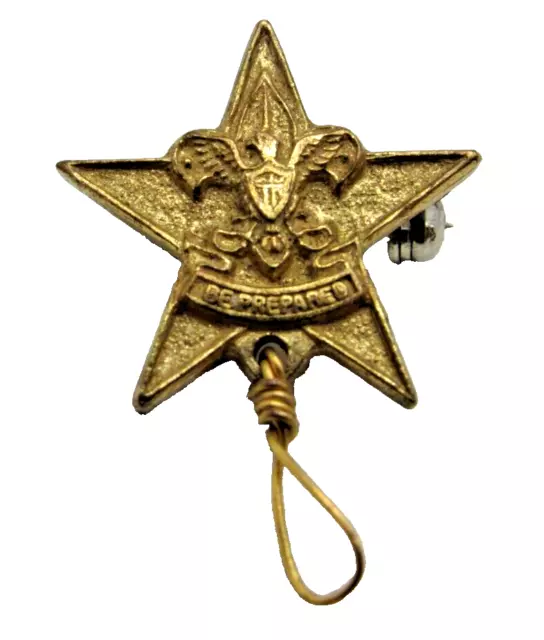 Gold Tone  Star Rank Boy Scouts Sash Award ' BE PREPARED ' Pin Badge #B4