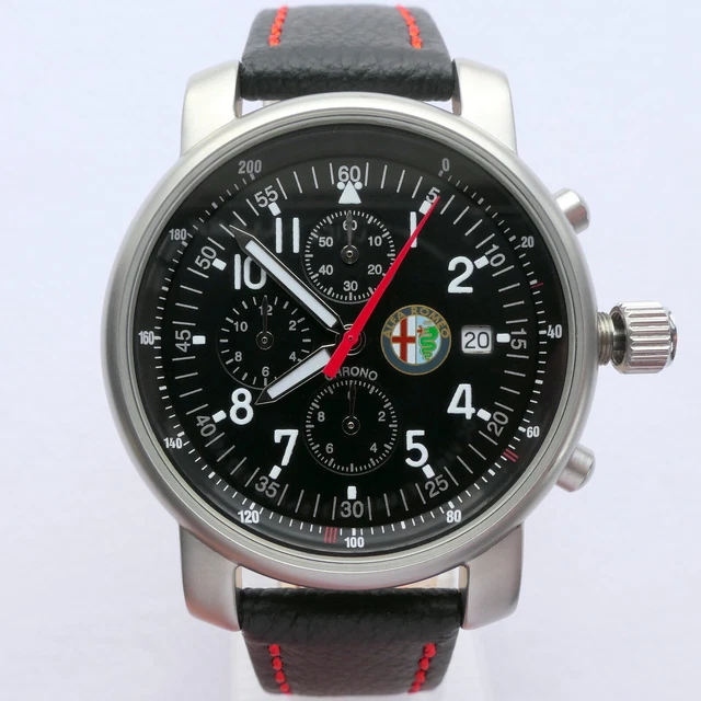 Alfa Romeo Classic Rally Racing Aviator Pilot Car Accessory Chronograph Watch Alfa Romeo Classic Rally Racing Aviator Pilot Car Accessory Chronograph Watch