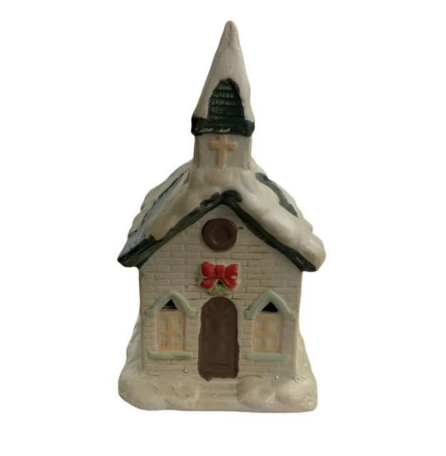 Edens Christmas Company Hand Painted Porcelain Church Vintage Small
