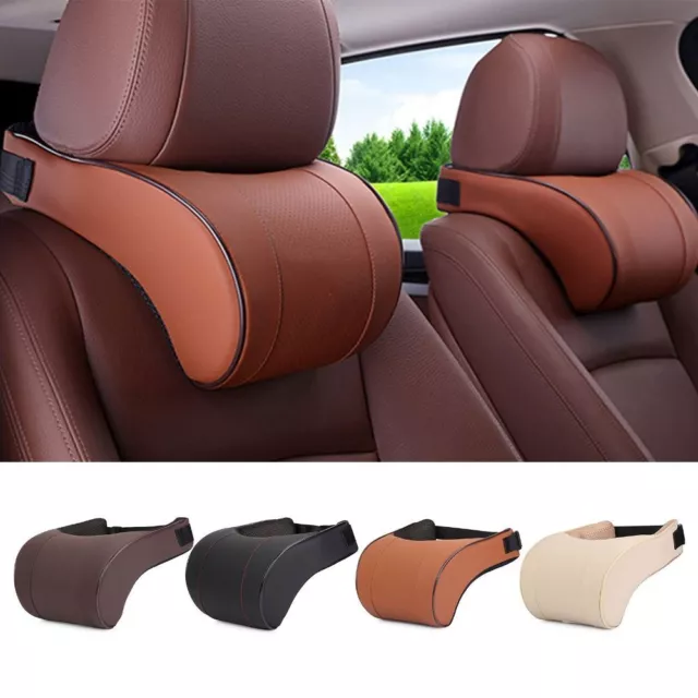 Adjustment Car Headrest Pillow PU Leather Auto Neck Rest Lumbar Pillows Cushion