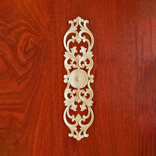 Delicate Leaf Scroll with Rosette Carved 18-7/8"H Wood Applique