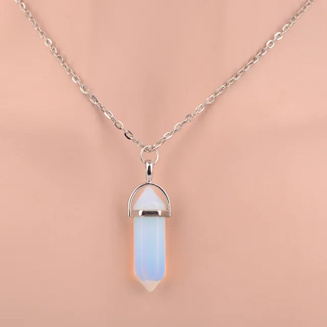 Natural Crystal Pendulum Quartz Stone Pendant Chakra Healing Gemstone Necklace 4