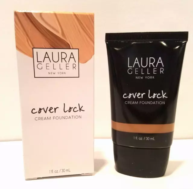 Laura Geller ~ Base Cubierta Lock Cream ~ Bronceado ~ COMPLETA 1 oz / 30 ml NUEVA en CAJA