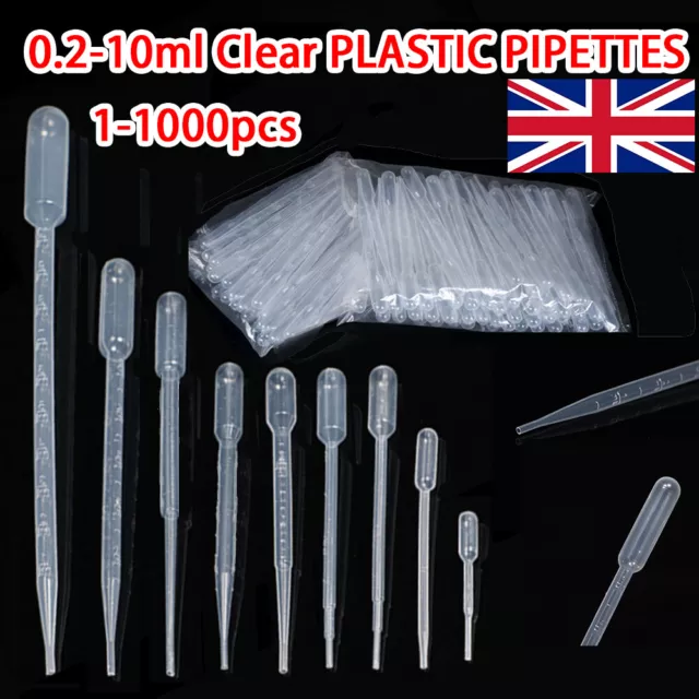 Plastic Liquid Squeezeable Dropper Transfer Pipette Drops for Science and Lab UK