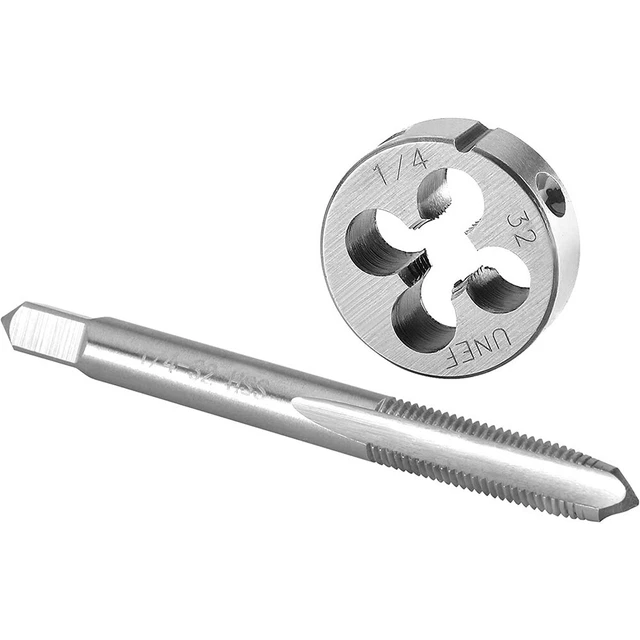 2 PCS/Set HSS 1/4-32 UNEF Tap & 1/4-32 UNEF Die Right Hand High Speed Steel