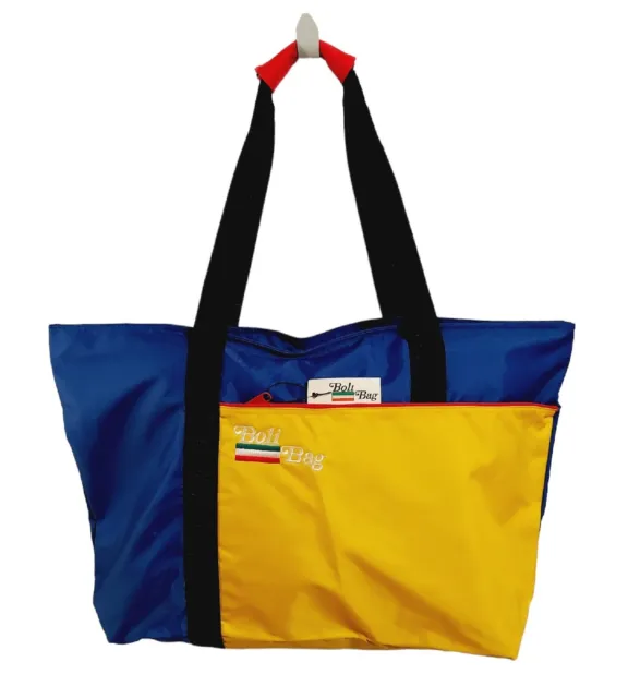 Vintage Boli Bag XL Shoulder Bag Royal Blue, Yellow, Black, Red 22"L × 14"H NWT