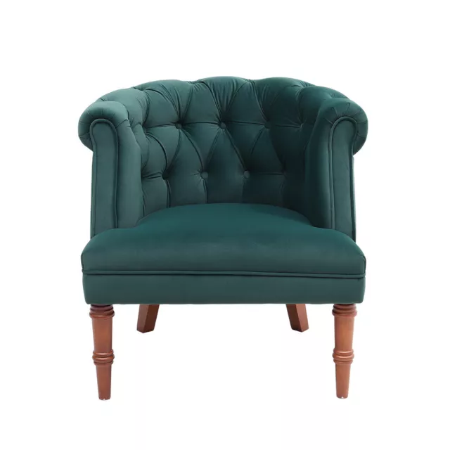 Retro Cocktail Armchair Velvet Club Cocktail Tub Chair Green Lounge Sofa Fabric