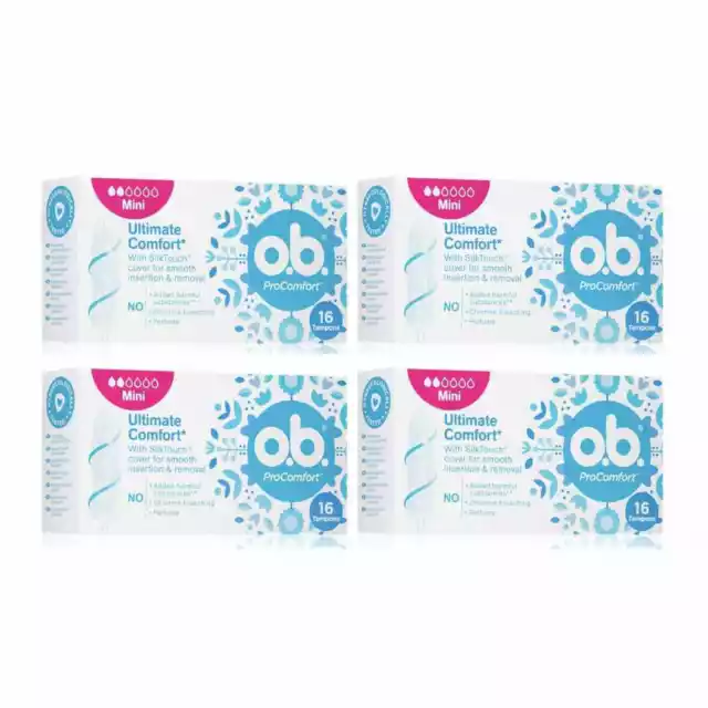 O.B. ProComfort Tampons Mini 64 PCS (4x16) Bundle