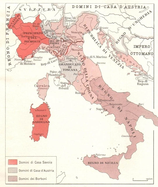 F3307 ITALIA NEL 1748, Mappa geografica epoca, Vintage map EUR 6,90 ...