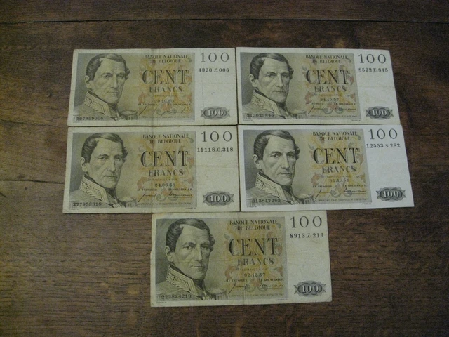 BELGIQUE: 5 Billets de 100 Francs Type: CENTENAIRE