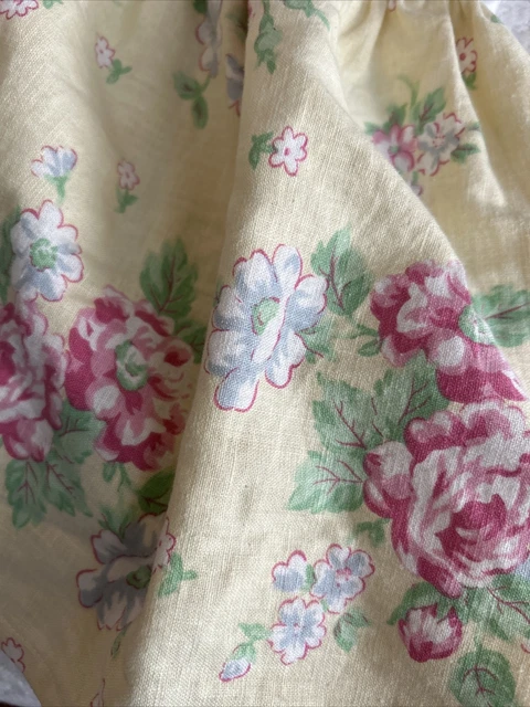 Pottery Barn Kids Yellow Shabby Chic Floral Linen & Cotton Crib Skirt VGUC