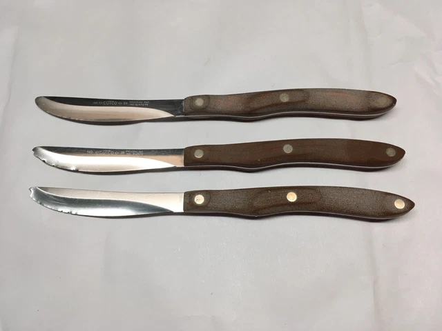 3 CUTCO No. 59 Steak Knives Stainless Made in USA Chipped Damaged Blade