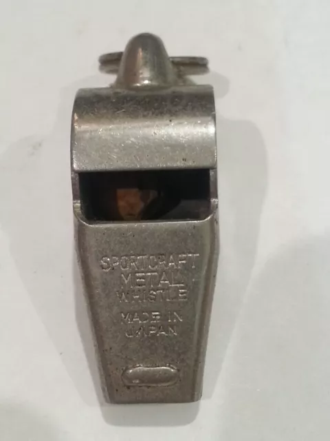 Vintage Sportcraft Metal Whistle w/ Cork Ball Made in Japan 2