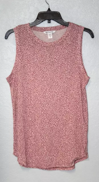 Athleta Breezy Leopard Print Pink Tank Top Women's Size MEDIUM 980760