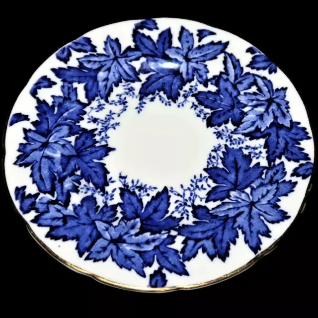Coalport Bone China 4891-A Cobalt Blue Leaves Leaf on White Bread Plate, 5 3/4"