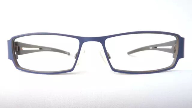 Blaue Brille rechteckig extrabreite Bügel Brillengestell für Männer Metall Gr. M