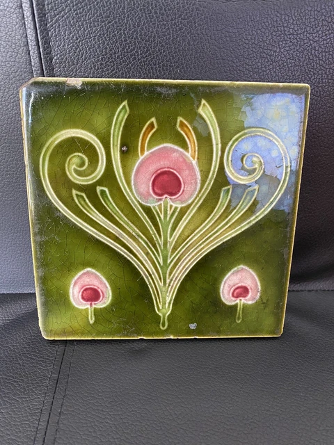 Antique Fireplace Tile Art Nouveau Majolica By T.R Boote C1905