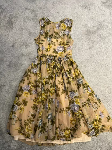 Womens Asos Beige Floral Skater Dress, Uk Size 8