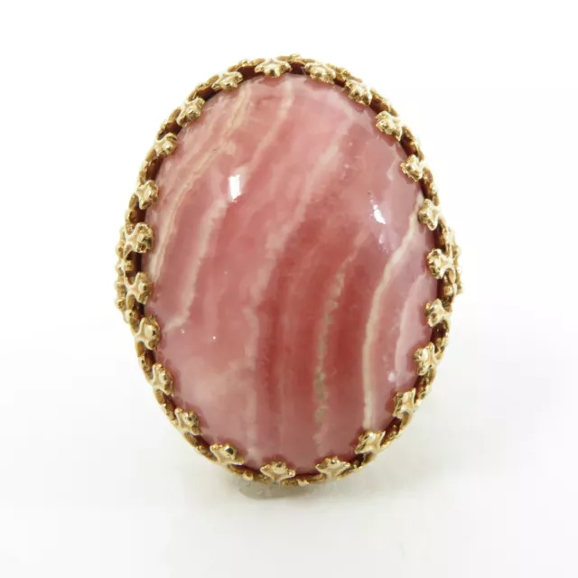 NYJEWEL 14k Gelbgold großer Rhodochrosit Speckstreifen Ring