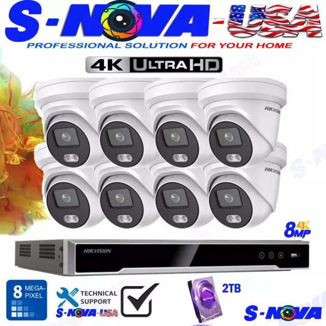HIKVISION 8CH PoE Security IP Camera System ColorVU 4MP DS-2CD2347G2-LU (UL)