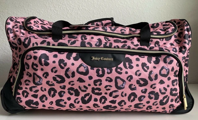 XTRA LARGE Rolling Duffel Juicy Couture Travel Bag Suitcase Luggage Pink Leopard