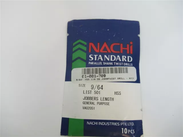 Nachi 01-001-709 , 9/64" HSS Jobber Length Drill Bit (PK 10)