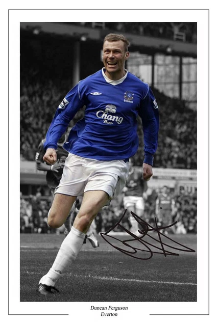 Photo Encadrée Signée Duncan Ferguson - Everton FA Cup 1995 - Certifiée Authentique